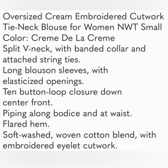 Old Navy cream eyelet long sleeve blouse - Picture 3 of 16